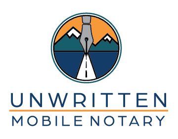 Unwritten mobile notary logo